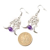 Woven Net with Natural Gemstone Dangle Earrings EJEW-JE04945-6