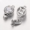 Brass Cubic Zirconia Box Clasps ZIRC-O020-13P-NR-1