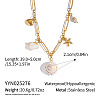 Natural Shell Pendant 304 Staniless Steel Paperclip Chain Bib Necklaces for Women KN2653-2-1