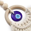 Handmade Macrame Cotton Threads & Wood Ring Hanging Ornaments HJEW-TA00306-4