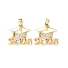 Brass Micro Pave Clear Cubic Zirconia Pendants KK-D223-01G-1