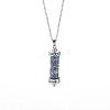 Natural Lapis Lazuli Chip Wishing Bottle Cone Love Glass Pendant Necklaces FL0210-4-1