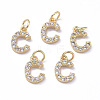 Brass Micro Pave Grade AAA Cubic Zirconia Charms ZIRC-P067-11G-C-NR-1