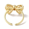 Bowknot Brass Micro Pave Clear Cubic Zirconia Open Cuff Rings for Women LS-RJEW-C098-24G-3
