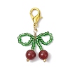 Cherry Natural Carnelian & Glass Seed Beads Pendant Decorations HJEW-MZ00128-01-2