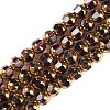 Electroplate Glass Beads Strands X-EGLA-Q128-04A-FP05-1