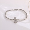 Brass Micro Pave Clear Cubic Zirconia Beaded Stretch Bracelets for Women FS-WG5260F-11-1