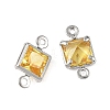 SHEGRACE Brass Pave Cubic Zirconia Square Connector Charms XGRQ2O014-440D-P-2