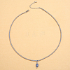 Stainless Steel Ball Chain Natural Blue Spot Jasper Column Pendant Necklaces for Women SA3523-1-1