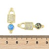 Brass Micro Pave Clear Cubic Zirconia Lock Connector Charms KK-I723-01G-3