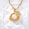 304 Stainless Steel Clear Cubic Zirconia Pendant Necklaces for Women NJEW-F334-01G-01-5