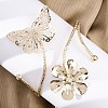 Flower & Butterfly Alloy Arm Cuff Bangles for Girl Women AJEW-A063-01C-G-1