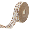 24M Polyester Flower Jacquard Ribbons OCOR-WH0045-22A-1