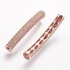 Brass Micro Pave Cubic Zirconia Tube Beads ZIRC-N025-60RG-1