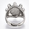 Adjustable Alloy Glass Finger Rings RJEW-T006-03E-4