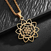 201 Stainless Steel Laser Cut Lotus Flower Pendant Necklaces FS-WG19C45-02-1