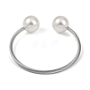 304 Stainless Steel & Plastic Round Bead Open Cuff Bangles BJEW-M042-04P-3