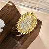 Brass Micro Pave Clear Cubic Zirconia Cuff Rings for Wome RJEW-Q009-02G-2