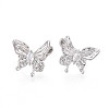 Brass Micro Pave Clear Cubic Zirconia Cuff Earrings KK-T074-38P-2