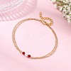 White Round Shell Pearl & Natural Carnelian Beads Anklets AJEW-AN00835-02-1