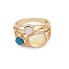 Alloy Multi-Moonstone Finger Rings for Women FS-WG1D73B-04-2