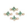 Brass Pave Glass Rhombus Links Connector Charms X1-GLAA-Q088-001B-1