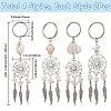 2 Sets Tibetan Style Alloy with Natural Shell & Synthetic Turquoise Keychains KEYC-SP0001-33-2