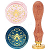 Brass Wax Seal Stamp with Rosewood Handle AJEW-WH0412-0008-1