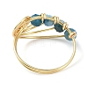 Natural Apatite Copper Round Beaded Finger Ring RJEW-TA00103-04-4