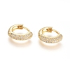 Brass Micro Pave Clear Cubic Zirconia Huggie Hoop Earrings EJEW-G275-02G-2