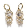 Brass Micro Pave Clear Cubic Zirconia Pendants ZIRC-Z003-17G-1