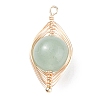 Natural Stone Copper Wire Wrapped Connector Charms PALLOY-JF01377-02-2