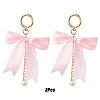 2Pcs Aluminum & Polyester Bowknot & Acrylic Pearl Shoes Charms HJEW-YW00535-03-1