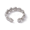 Non-Tarnish 304 Stainless Steel Heart Wrap Open Cuff Ring for Women RJEW-C045-18P-3