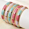 304 Stainless Steel Enamel Hinged Bangles BJEW-D408-44G-1