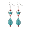 Tibetan Style Alloy Synthetic Turquoise Oval Dangle Earrings EJEW-JE06575-3-2