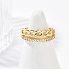 Curb Chain Style Brass Micro Pave Clear Cubic Zirconia Open Cuff Rings for Women RJEW-G343-07G-2