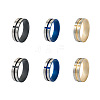 Crafans 6Pcs 3 Colors Stainless Steel Plain Band Rings RJEW-CF0001-02-2