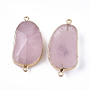 Electroplate Natural Rose Quartz Links Connectors G-S344-70F-01-2