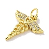 Rack Plating Brass Micro Pave Clear Cubic Zirconia Pendants KK-Z039-13G-2