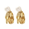 Brass Leaf Stud Earrings LS-EJEW-A121-11G-3