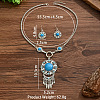 Flower Bohemian Ethnic Style Zinc Alloy & Resin Pendant Necklace & Dangle Earring Sets FS-WGD47C5-01-4