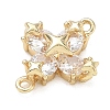 Brass Pave Clear Cubic Zirconia Connector Charms CU-G605-01G-2