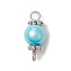 Baking Painted Pearlized Glass Pearl Round Connector Charms PALLOY-JF03298-2