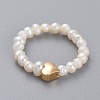 Stretch Natural Cultured Freshwater Pearl Finger Ring Sets RJEW-JR00296-2