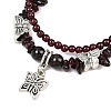 Natural Garnet Chip Beads Multi-strand Bracelet BJEW-JB07052-03-2