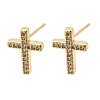 Cross Brass Micro Pave Clear Cubic Zirconia Stud Earrings EJEW-C186-18G-01-4