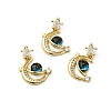 Moon & Star Rack Plating Brass Micro Pave Cubic Zirconia Pendants KK-C037-08G-2