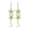 Star Glass Seed Beaded Dangle Earrings for Women EJEW-MZ00206-03-1