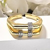 Brass Micro Pave Clear Cubic Zirconia Cuff Rings RJEW-U035-05GP-2